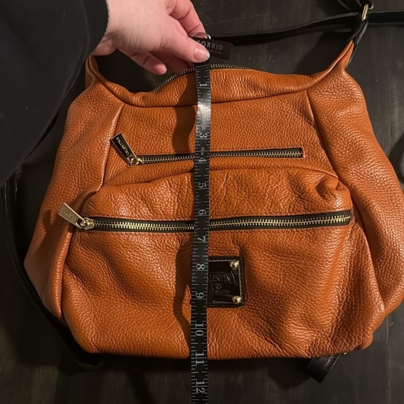 Valentina Italy Orange Pebbled Genuine Leather Handbag Backpack - Picture 8 of 8